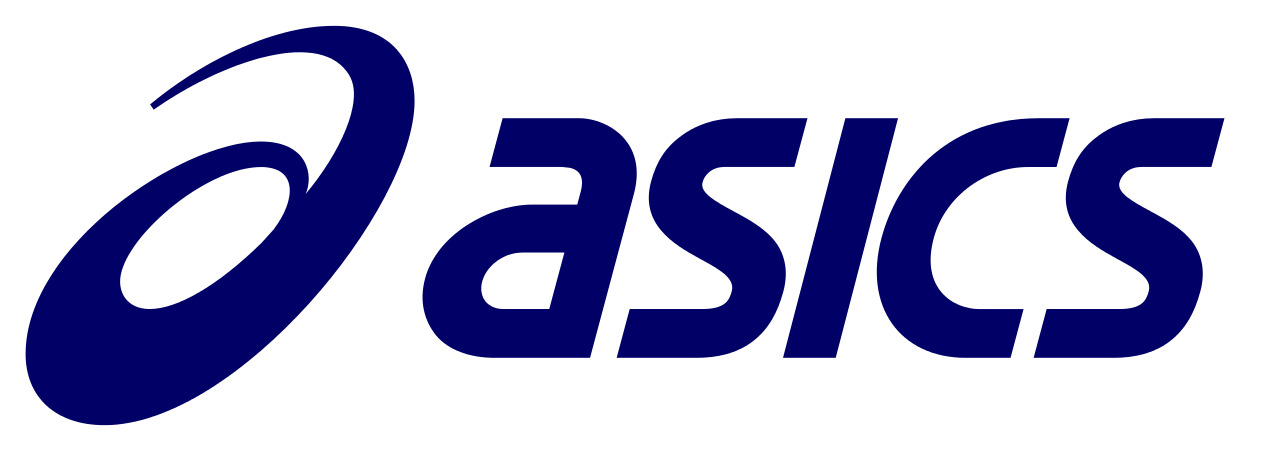 asics logo with a white background.